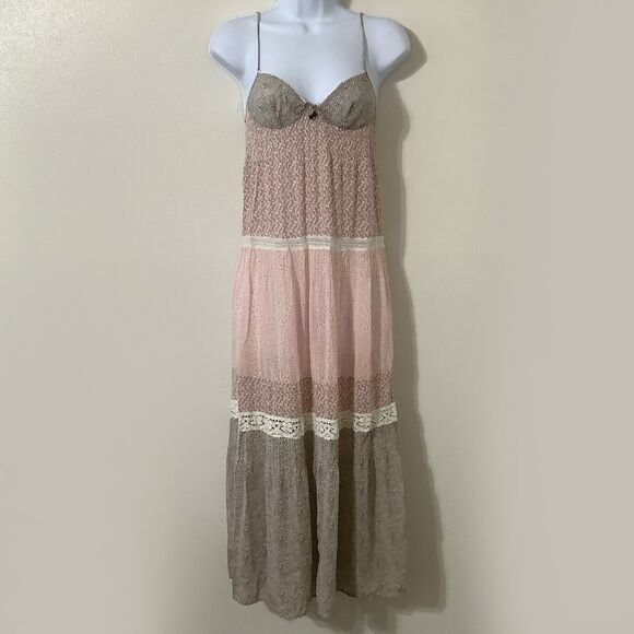 Malizia by La Pearla Silk Blend Patchwork Prairie Cottagecore Sheer Maxi Dress - Picture 1 of 8